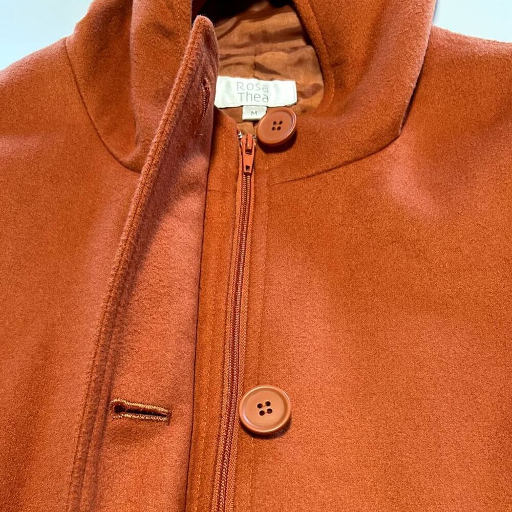Rosa Thea Womens Orange Hooded Button Front Zip Up Jacket Size Medium - Picture 13 of 13